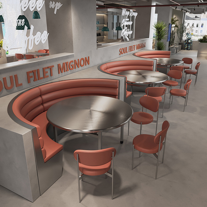 Xijiayi Easy-to-Clean Fast Food Booth Seating with Portable Stainless Steel Dining Tables