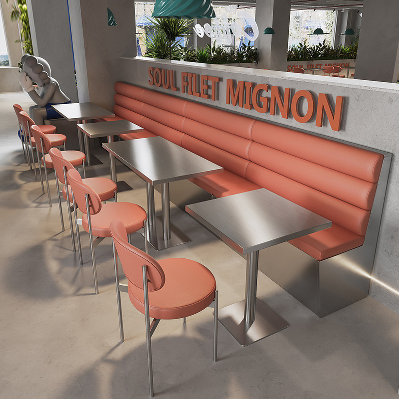 Xijiayi Easy-to-Clean Fast Food Booth Seating with Portable Stainless Steel Dining Tables