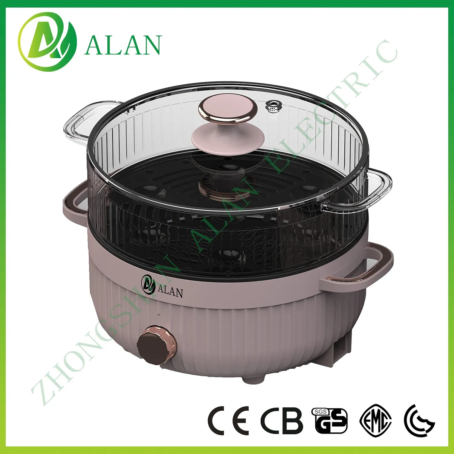 Mini Electric Hot Pot 1.6L Non-Stick Ramen Cooker 2 in 1 Hot Pot Multifunctional Cooker with Steamer