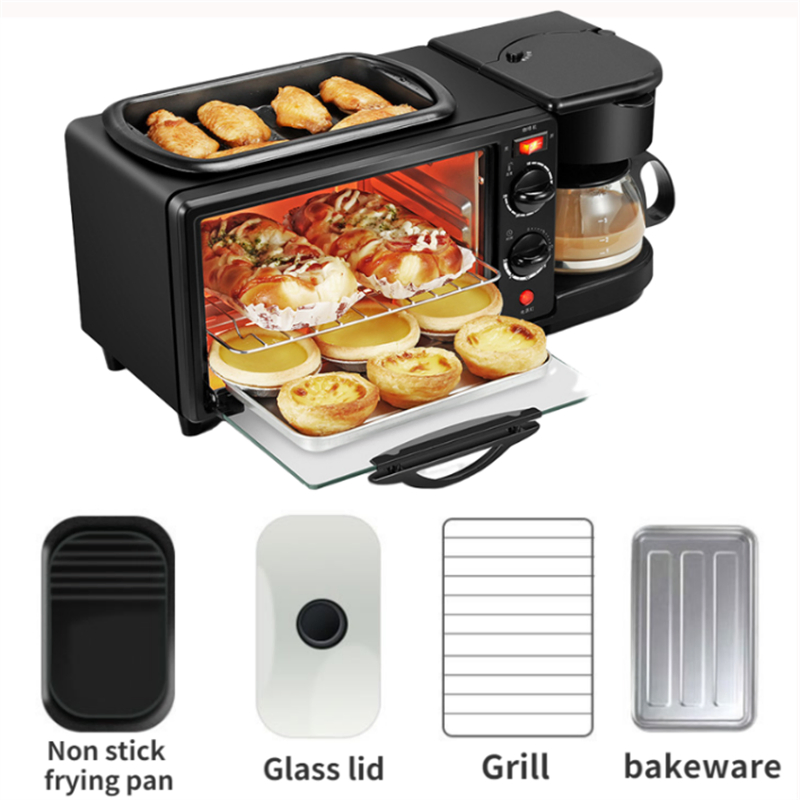 in Stock 3 in 1 Breakfast Makers Automatic Multifunction Household Fry Pan Coffee Machine Toaster 3 in 1 Breakfast Makers