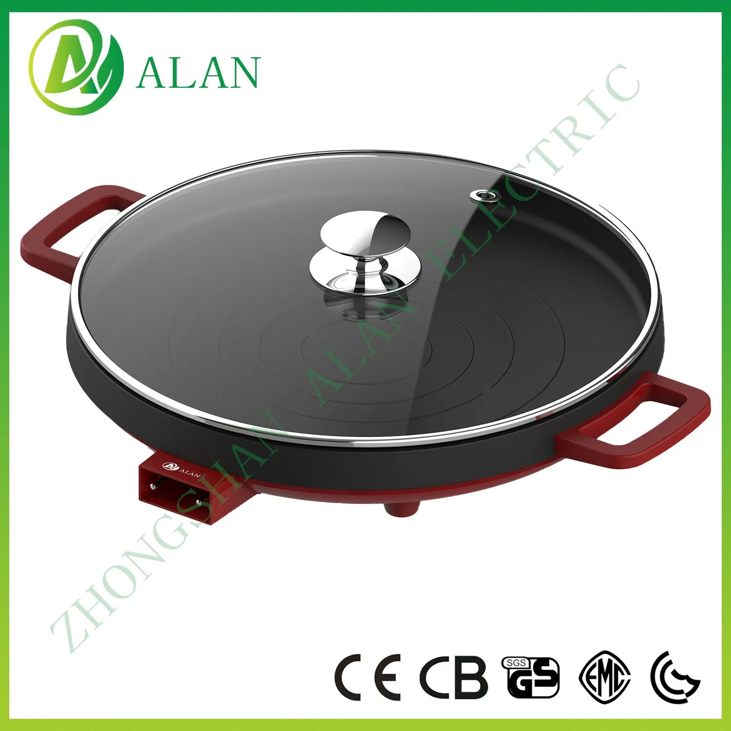 Hotpot Electric Frying Pan Multifunction Round Household Baking Fry Pan Smoke-Free BBQ Electric Grill Pan