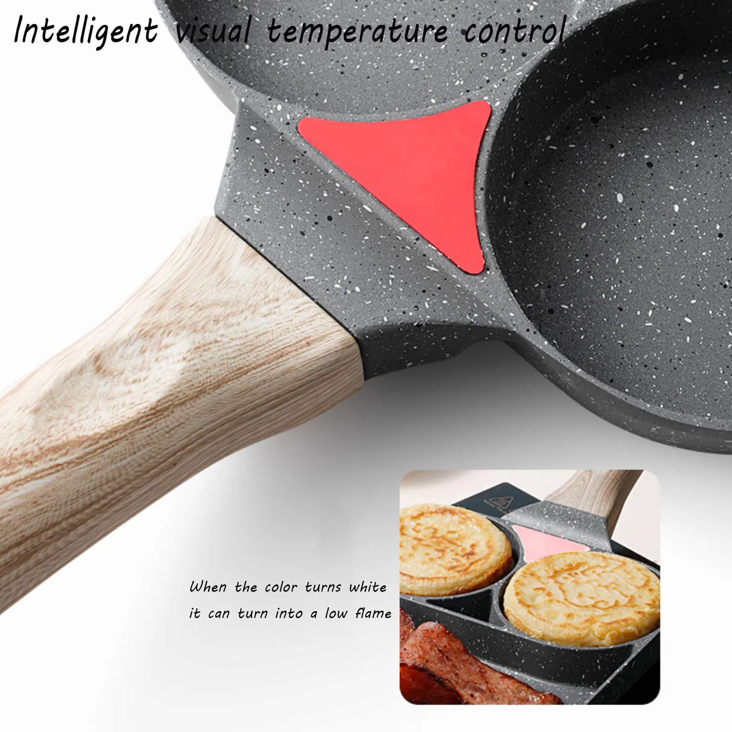 Modern Design Aluminum 3-Section Nonstick Egg Frying Pan 2 in 1 Cooking Pot with Induction Bottom Newest Release