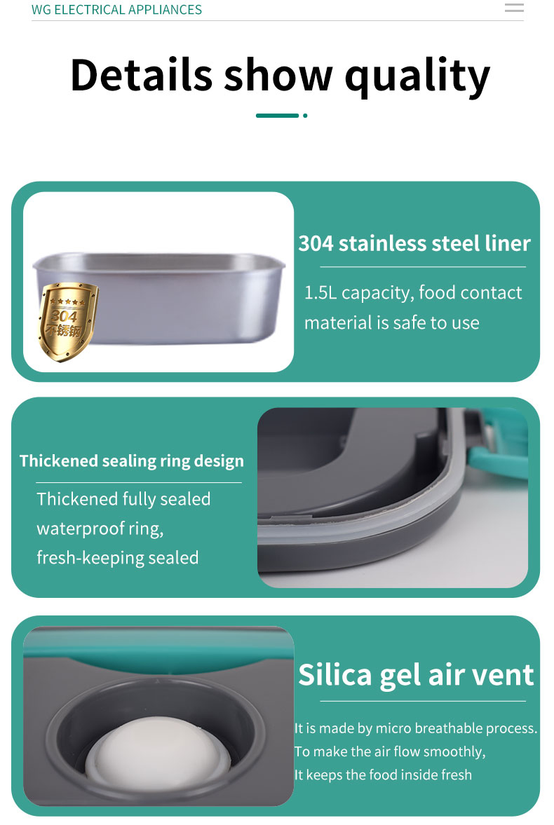 Smart Electric Heating Lunch Box Stainless Steel Large Capacity Lunch Box Electric Lunch Bag Electric Food Warmer Portable Crockpot Electric Lunch Box