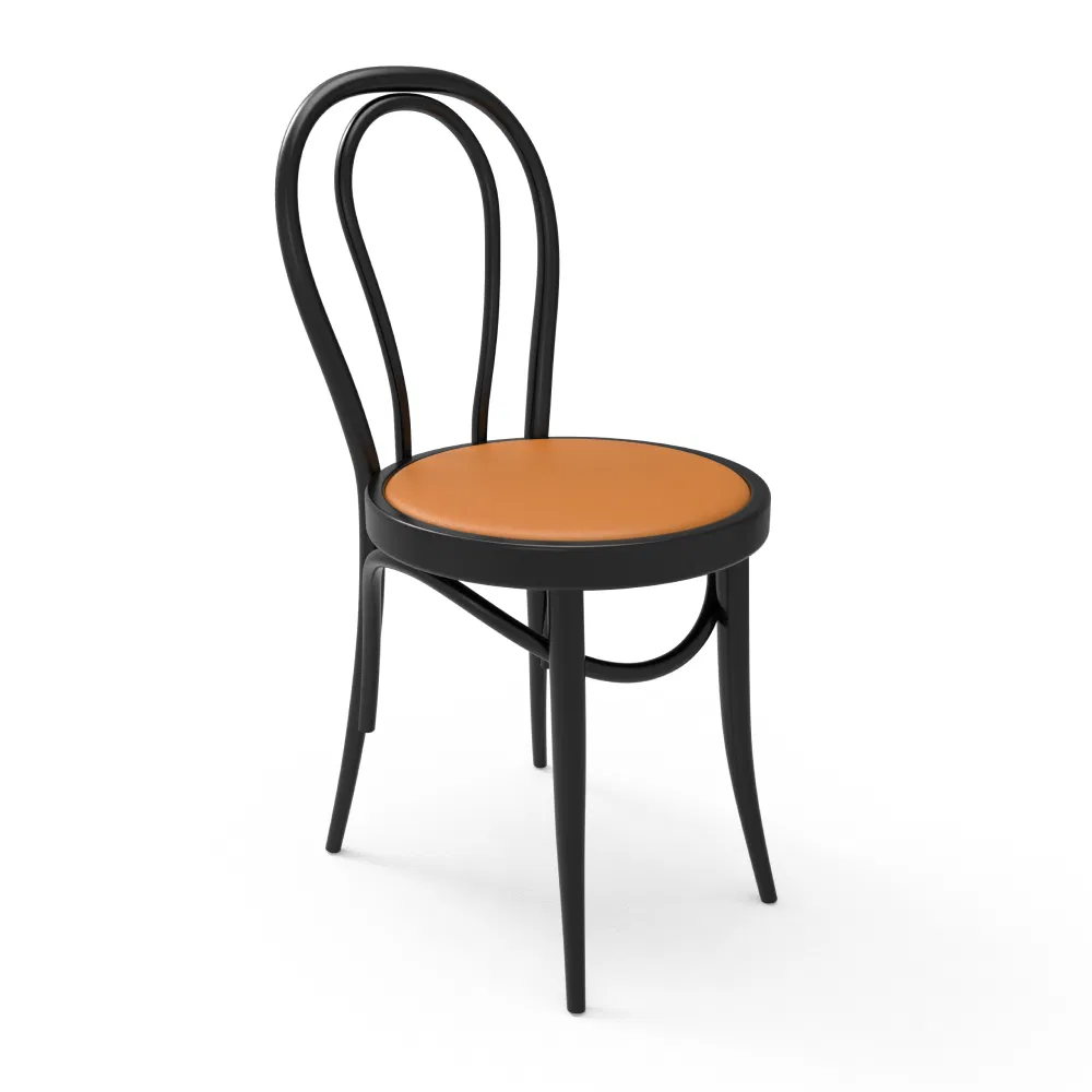Vibrant Orange Cushioned Restaurant Dining Chair with Metal Frame