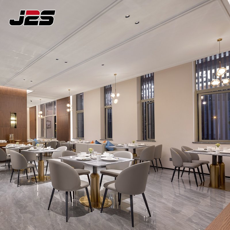 Commercial Modern Food Court Chairs Tables Furniture Unique Rattan Pendant Light Solid Wood Chair Booth Seating Set for Hotel