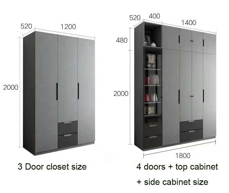 Custom Hotel Modular Wooden 4 Doors Master Furniture Walking Walldrope Wardrobe Bedroom Systems Walk in Closets