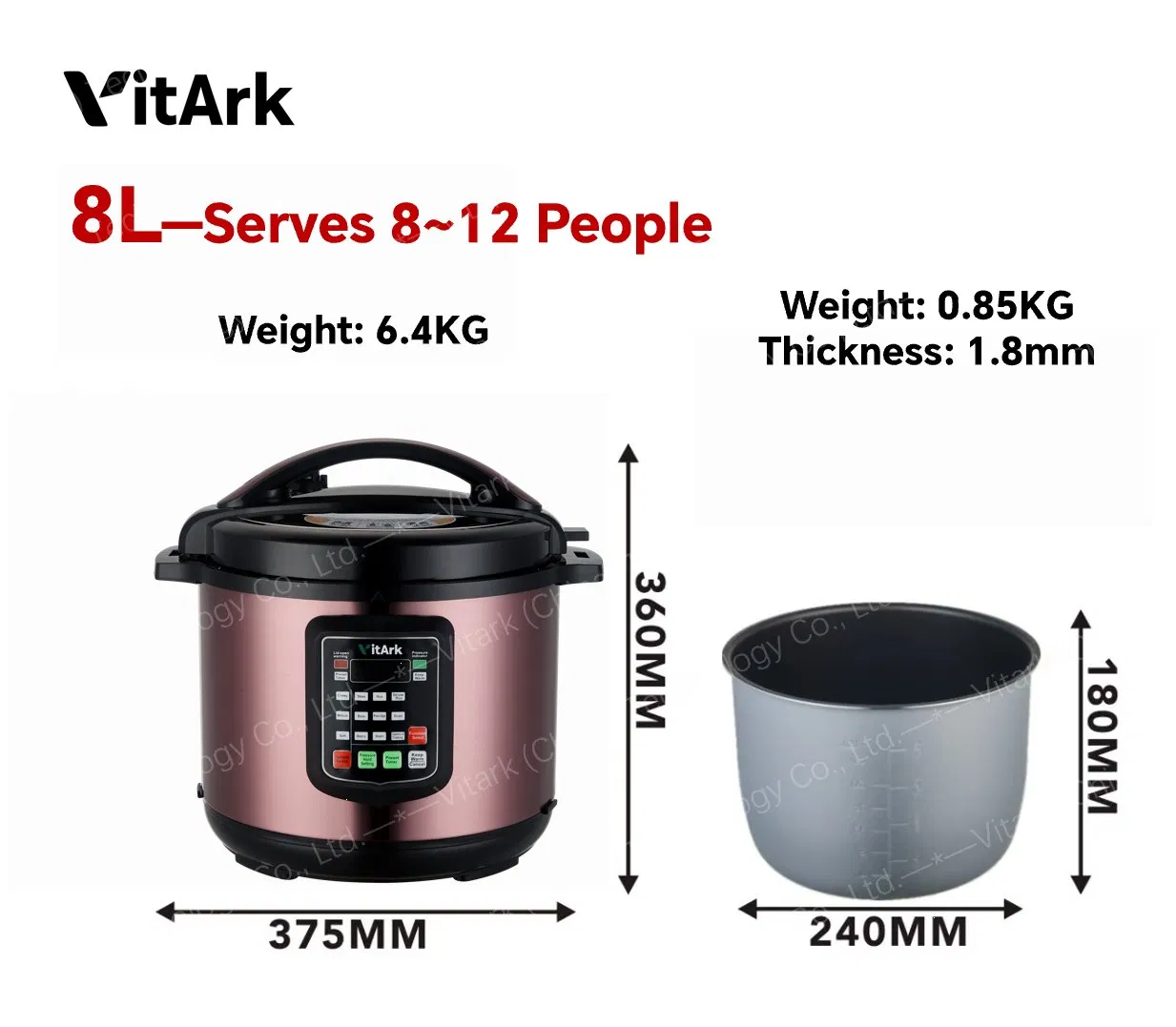 8L Kitchen Appliance Big Size Hotel Catering Commercial Intelligent Industrial Electric Pressure Cooker with CE Certification Large Capacity Source Factory