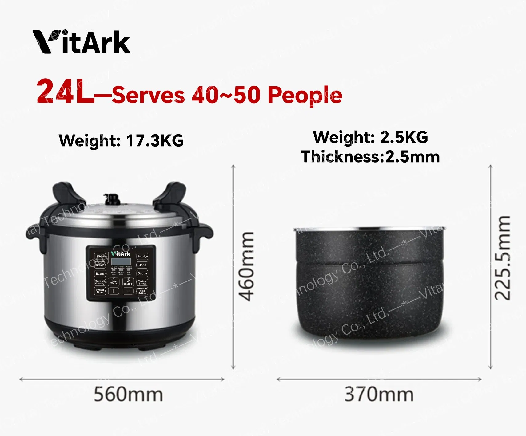 Kitchen Appliance Big Size Commercial Intelligent Industrial Electric Pressure Cooker with CB and CE Certification and Large Capacity Source Factory.