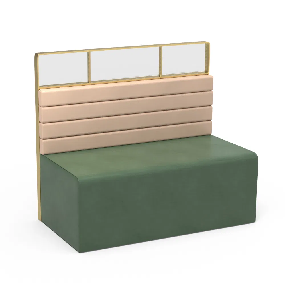 Restaurant Booth Seating Metal Frame Customized Size PU Leather Seating