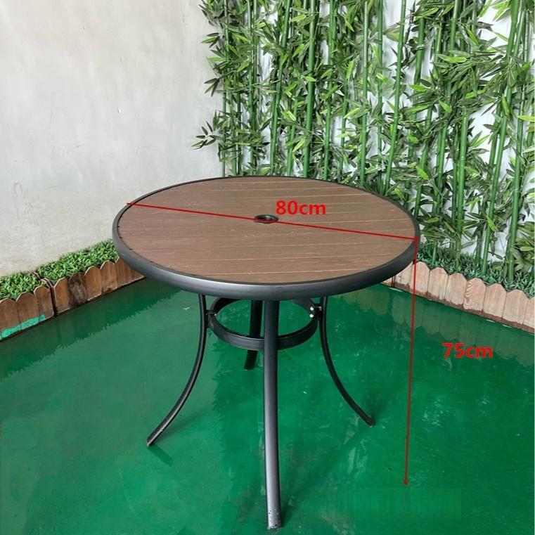 Outdoor Furniture Brushed Aluminum Frame Plastic Wood Restaurant Patio Outdoor Tables and Chairs Furniture