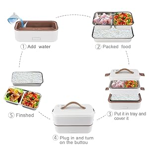Electric Heating Insulation Dinnerware Food Storage Container Bento Lunch Box Car/Truck/Home Double-Layer Container Portable
