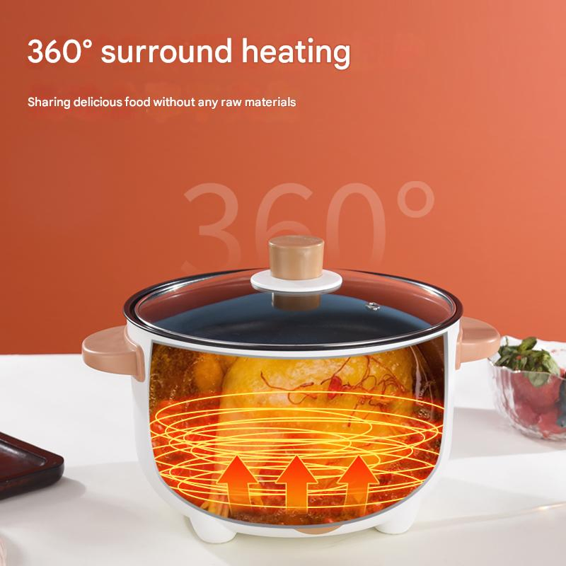Compact Electric Cooking Pot Hot Pot Multi-Function Electric Cooker with Non-Stick Coating for Quick and Easy Meals