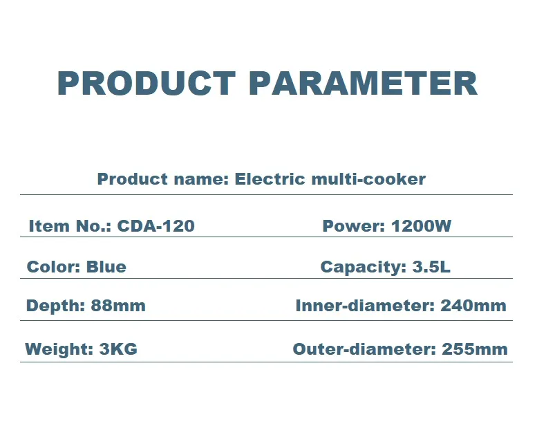 Product Parameters