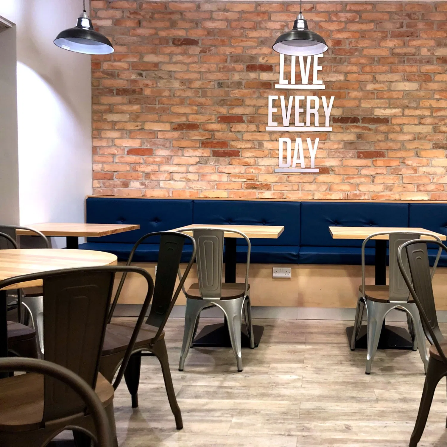 Economical Cafe Furniture Table Set with Seating and Back Cushion Chairs