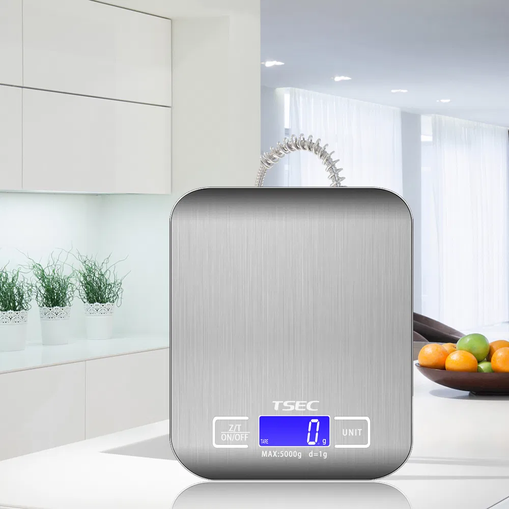 Homefashion 5kg 1g 11lb Digital Kitchen Scales Food Scale with Stainless Steel Platform Electronic Cooking Backlit LCD Display Multifunction for Home and Office