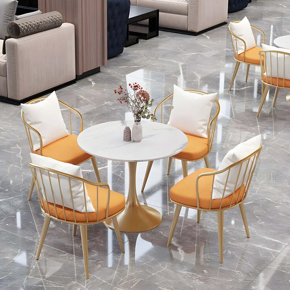 Modern Rattan Wood Booth Seating for Fast Food Restaurants