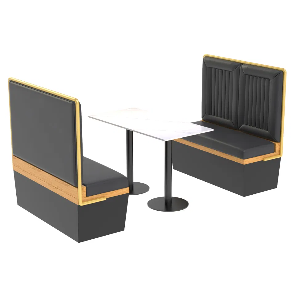 Metal Frame Booth Leather Seating Coffee Booth Seating Restaurant Dining Booth