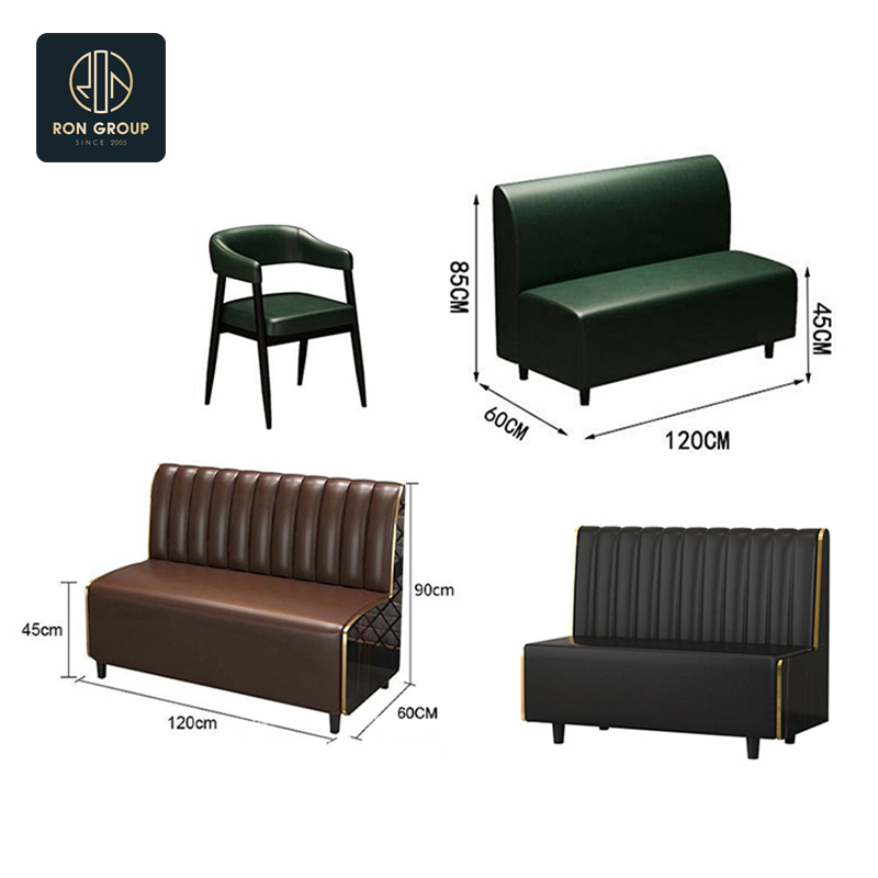 Luxury Coffee Shop Leather Wood Fast Food Cafeteria Table Chair Booth Seating Commercial Restaurant Furniture