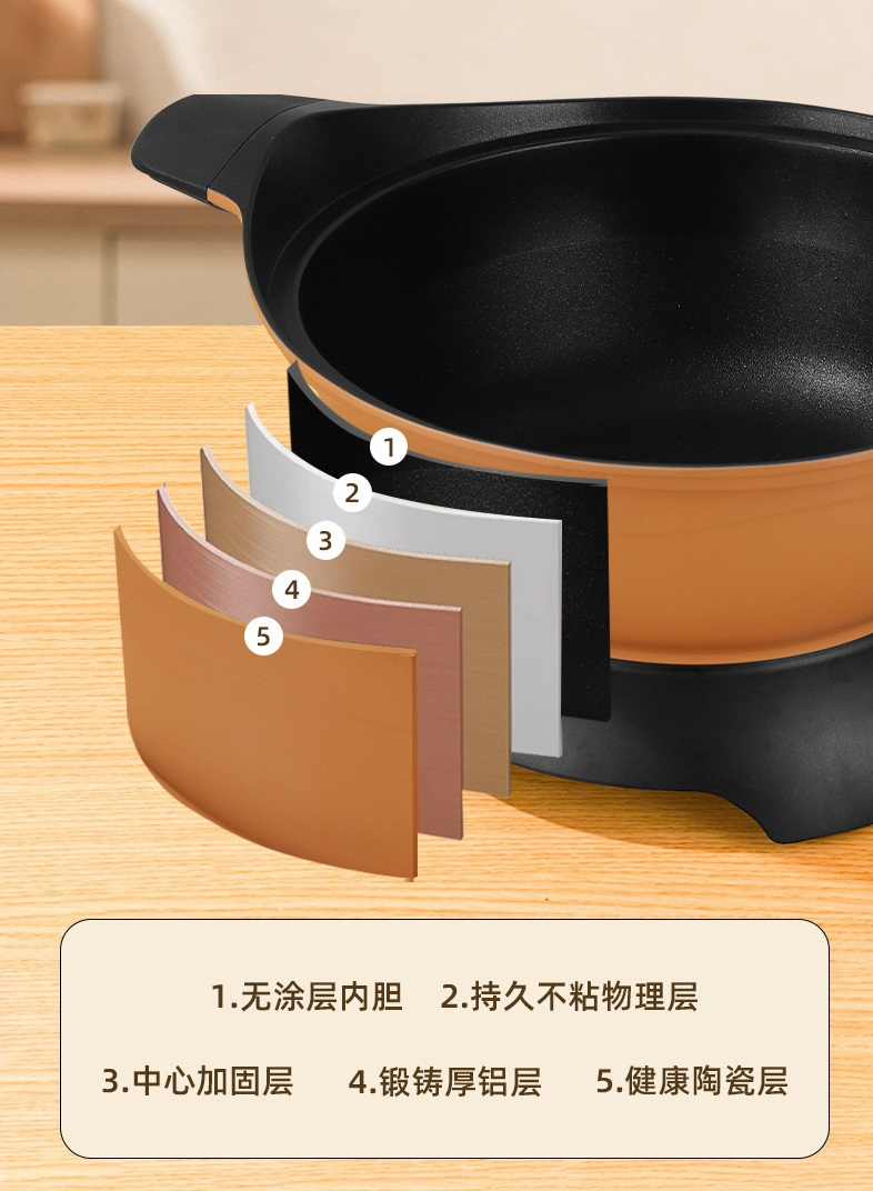 Frying Pan Household Micro-Pressure Round-Bottomed 30cm Electric Wok