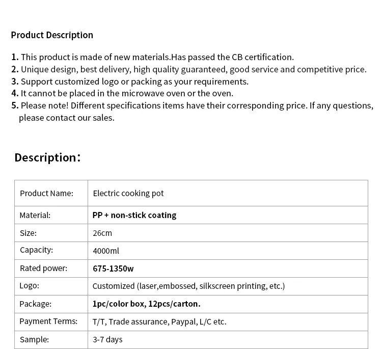 Electric Skillet Features