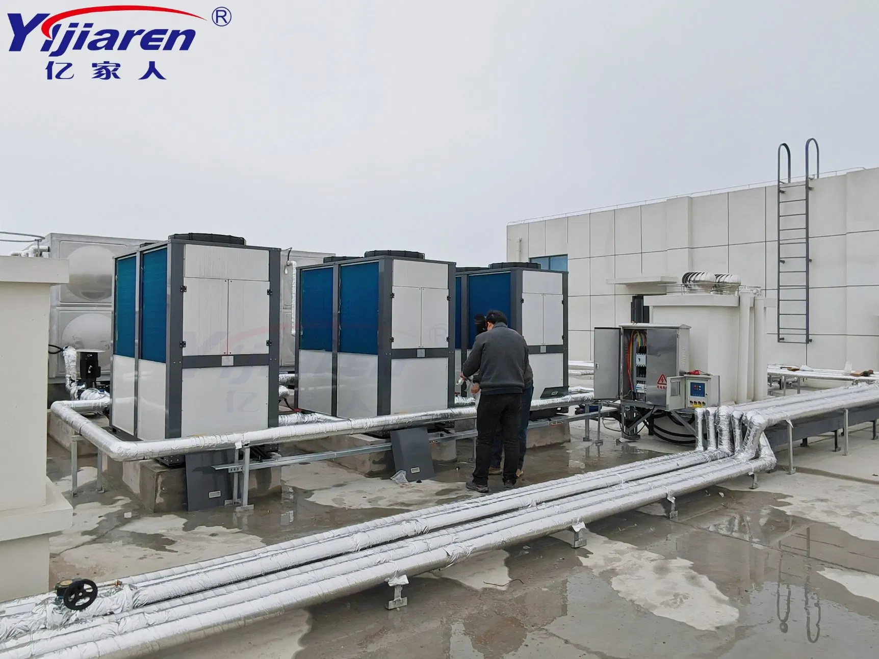 Industrial Commercial Hot Water Combination Cost Saving Solar Collector Air Source Heat Pump Heating System