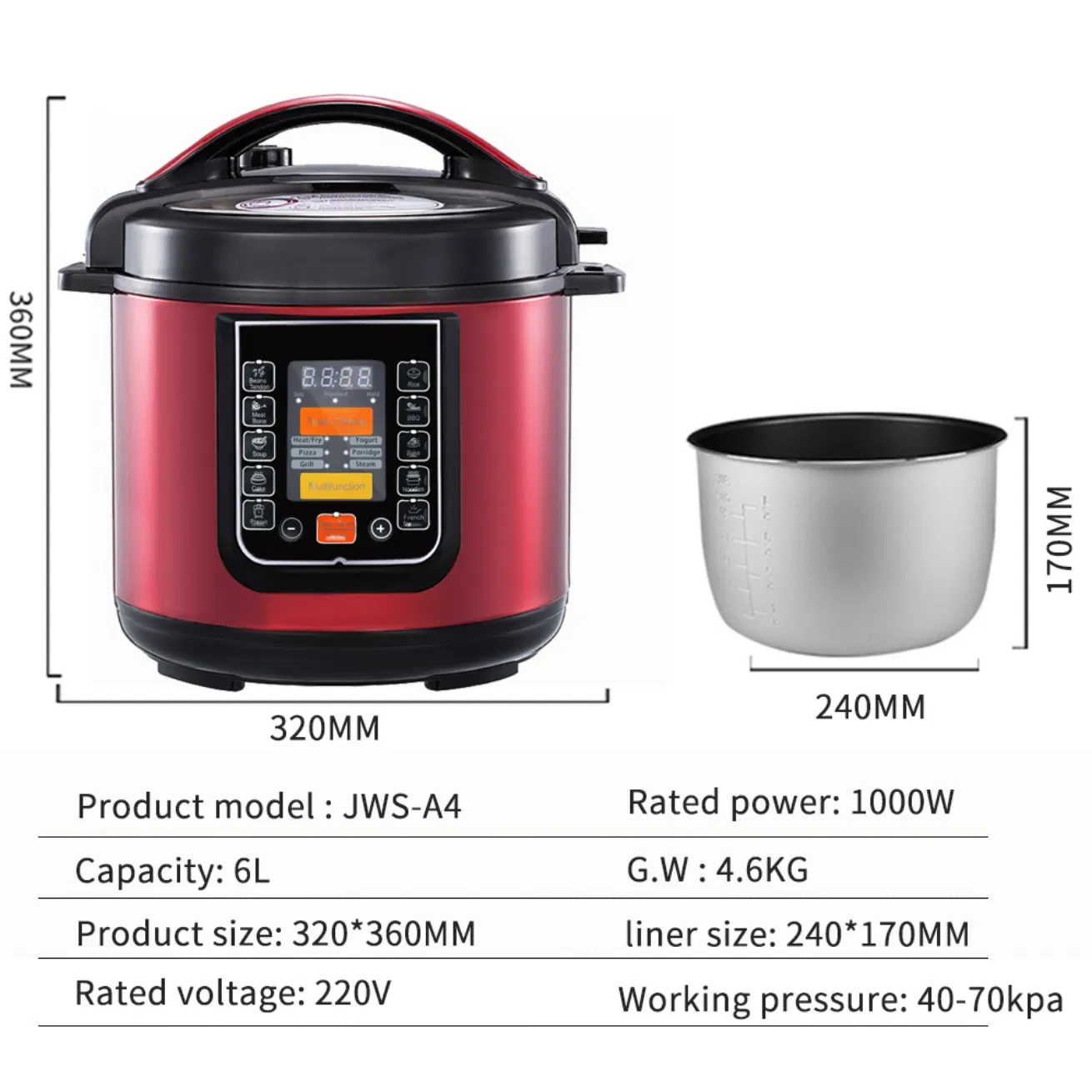 Commercial Intelligent Multifunction Large Capacity Fast Heat Electric Pressure Cooker