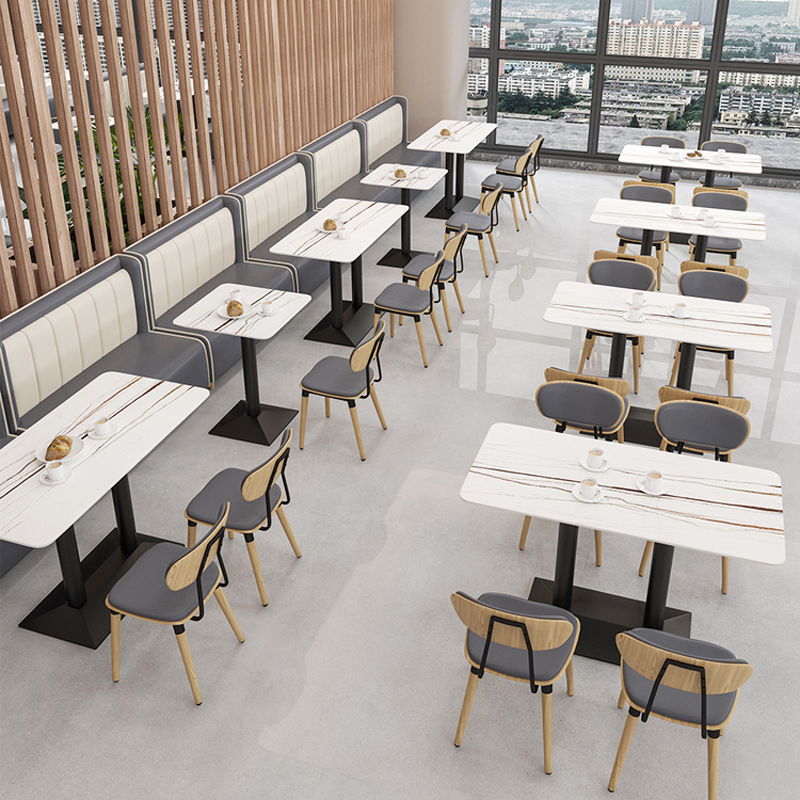 Xijiayi Elegance Leather Cafe Sofa Booth Bench Seating with Marble Tables