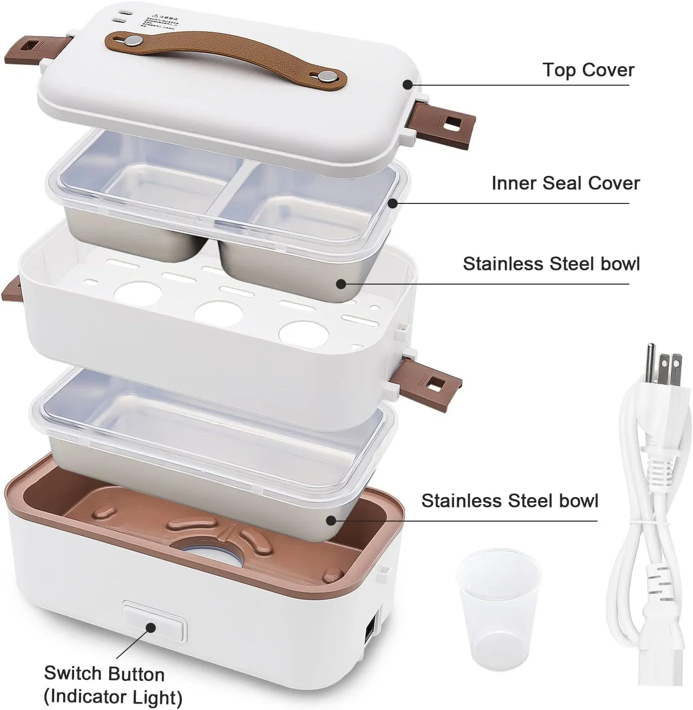 Electric Heating Insulation Dinnerware Food Storage Container Bento Lunch Box Car/Truck/Home Double-Layer Container Portable