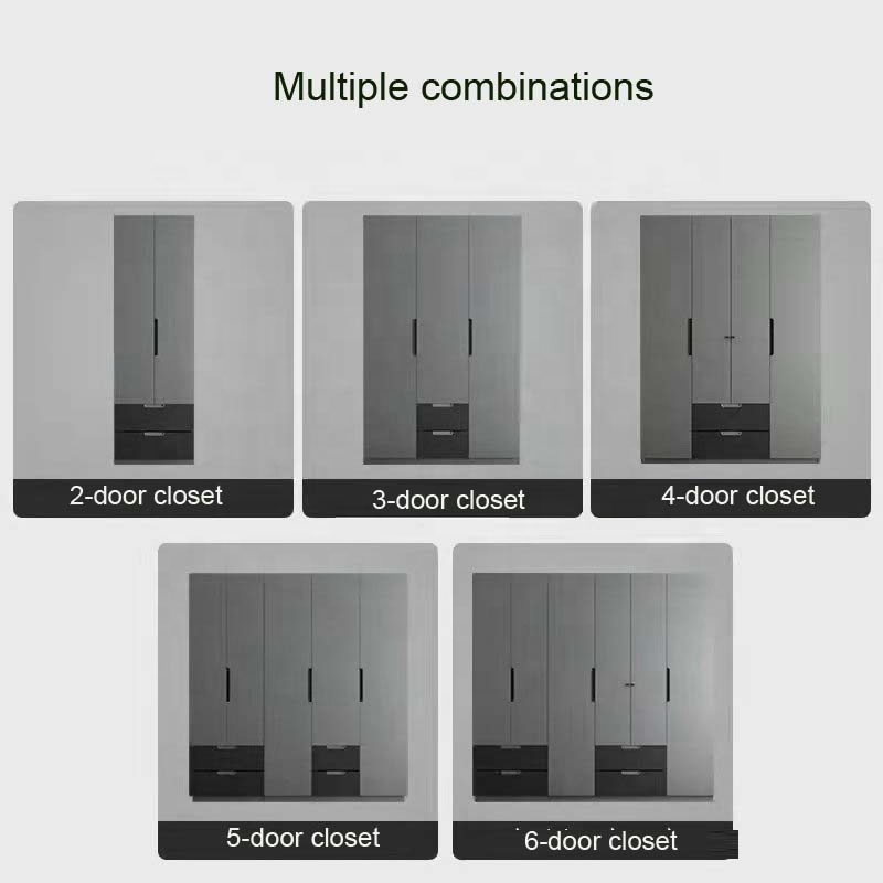 Custom Hotel Modular Wooden 4 Doors Master Furniture Walking Walldrope Wardrobe Bedroom Systems Walk in Closets