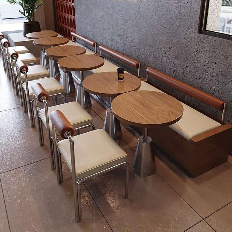 Xijiayi Chocolate Cafe Furniture Set Warm Wood Tones and Comfortable Seating