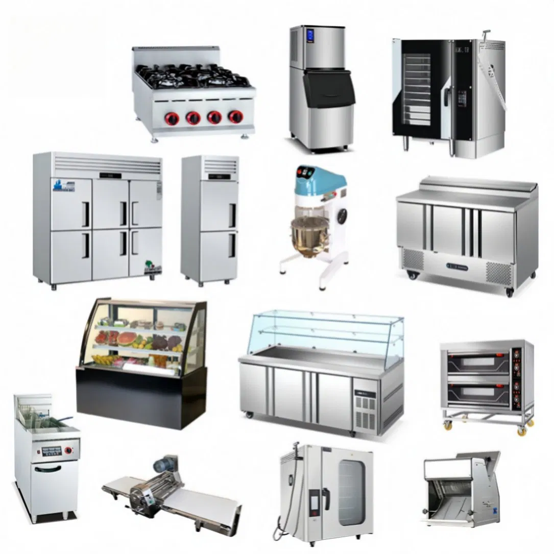 Integrated Restaurant Kitchen Equipment System for Food Halls with Individual Vendor Stations and Shared Utilities