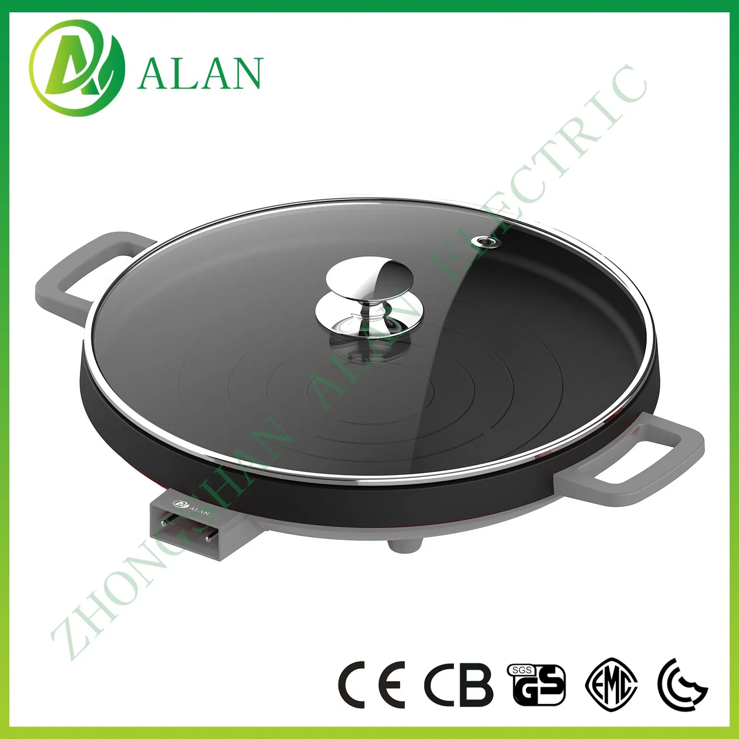Hotpot Electric Frying Pan Multifunction Round Household Baking Fry Pan Smoke-Free BBQ Electric Grill Pan