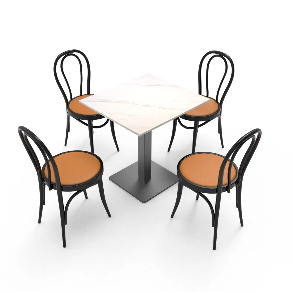 Vibrant Orange Cushioned Restaurant Dining Chair with Metal Frame