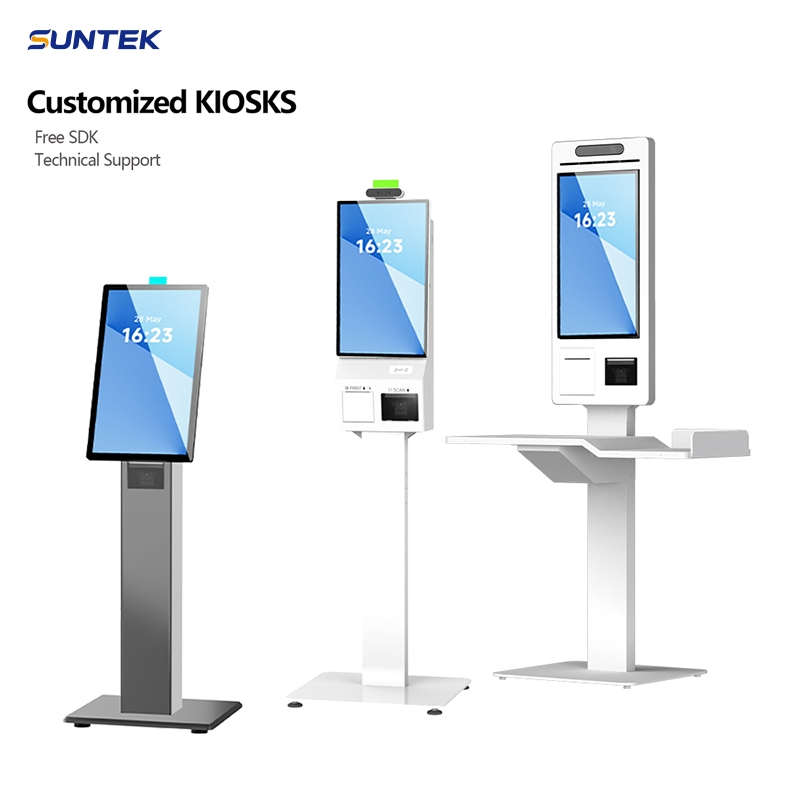 Suntek Floor Stand Wall Mounted 23.8 Inch Touch Screen Self Service Payment Ordering Kiosks