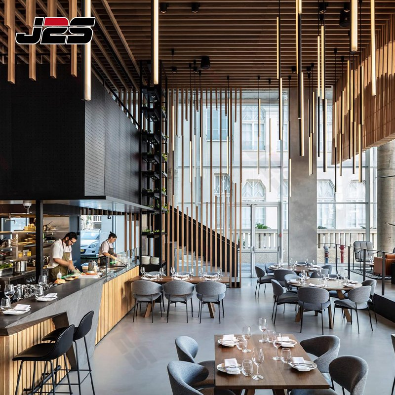 J2s Modern Commercial Coffee Shop Furniture Wooden Tables and Chairs Sets for Cafe Restaurant Project