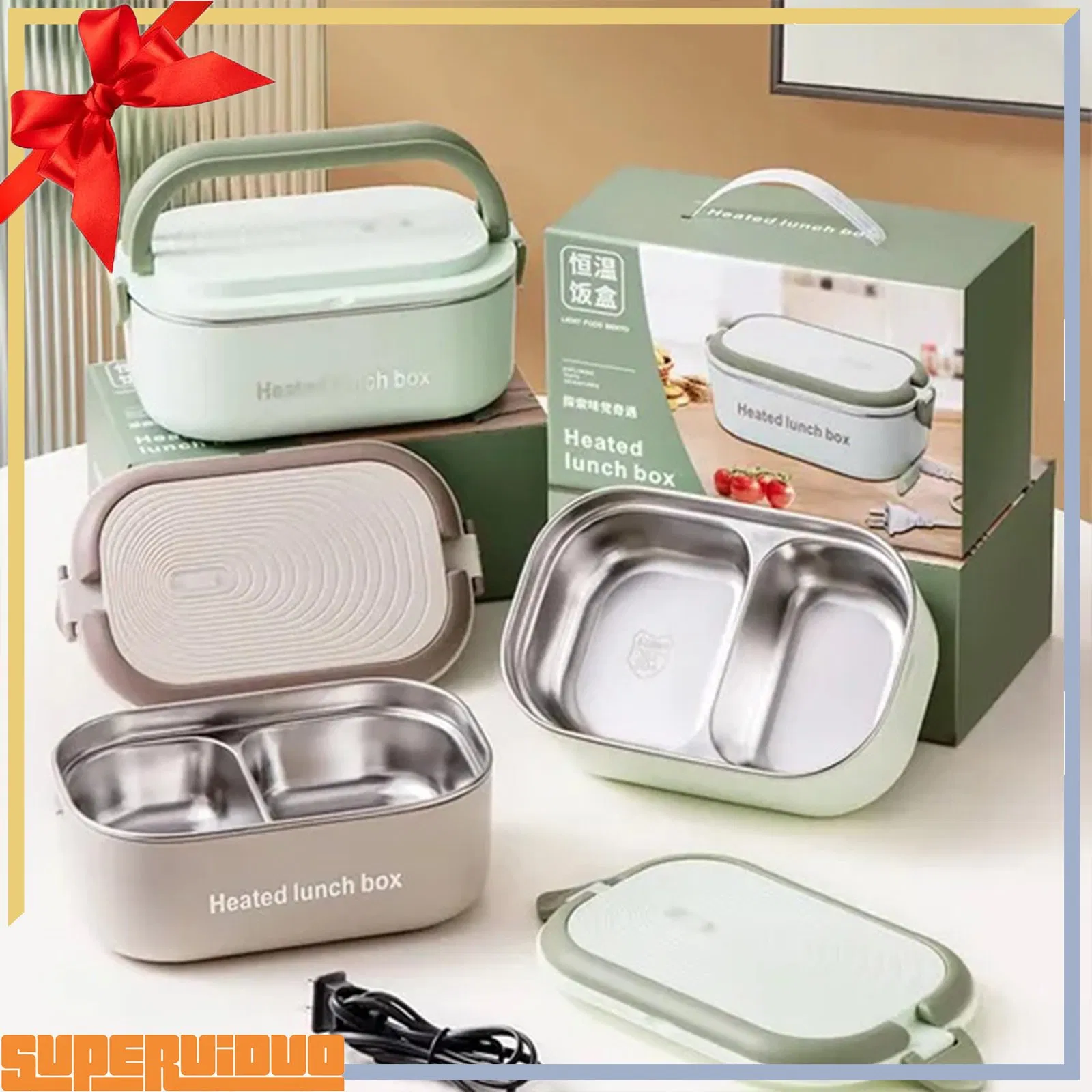 Portable Electric Heating Lunch Box SUS304 Stainless Steel Food Warmer