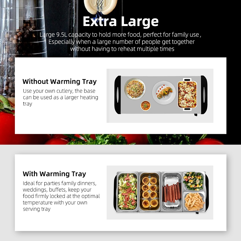 Electric Warming Trays 4 X 2.5L Buffet Server Food Warmer for Parties Entertaining Holiday