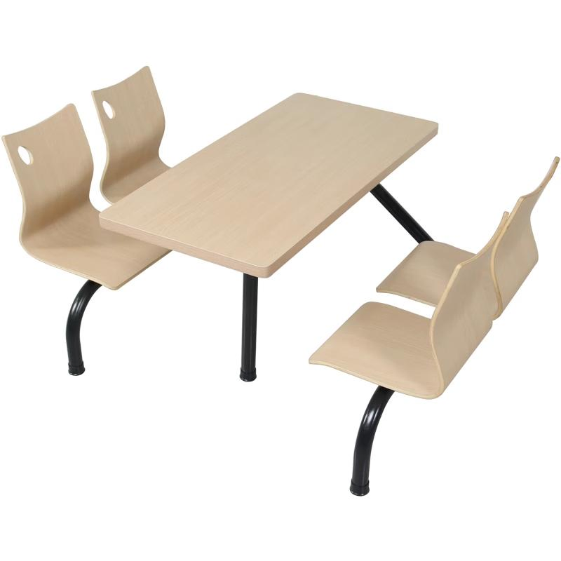 Industrial Fast Food Outdoor Bentwood Staff Canteen Dining Table and Chair Combination Restaurant Furniture Set