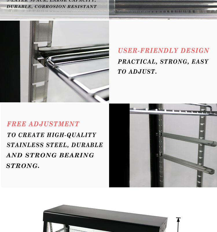 CE Approved Heated Holding Cabinet Kitchen Catering Equipment Countertop Electric Insulated Stainless Steel Food Display Warmer