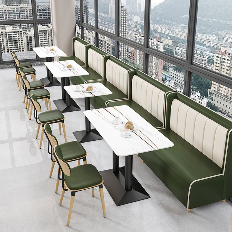 Xijiayi Elegance Leather Cafe Sofa Booth Bench Seating with Marble Tables