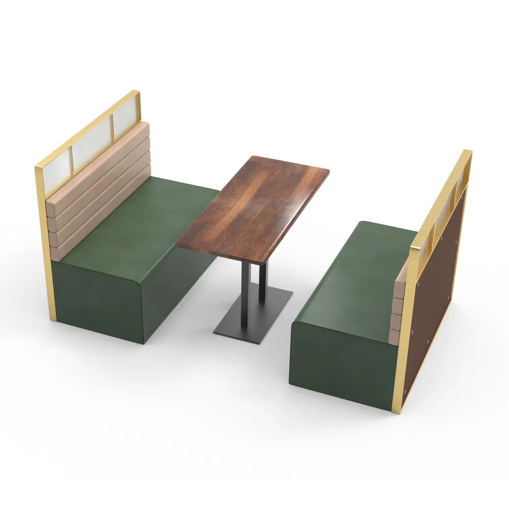Restaurant Booth Seating Metal Frame Customized Size PU Leather Seating