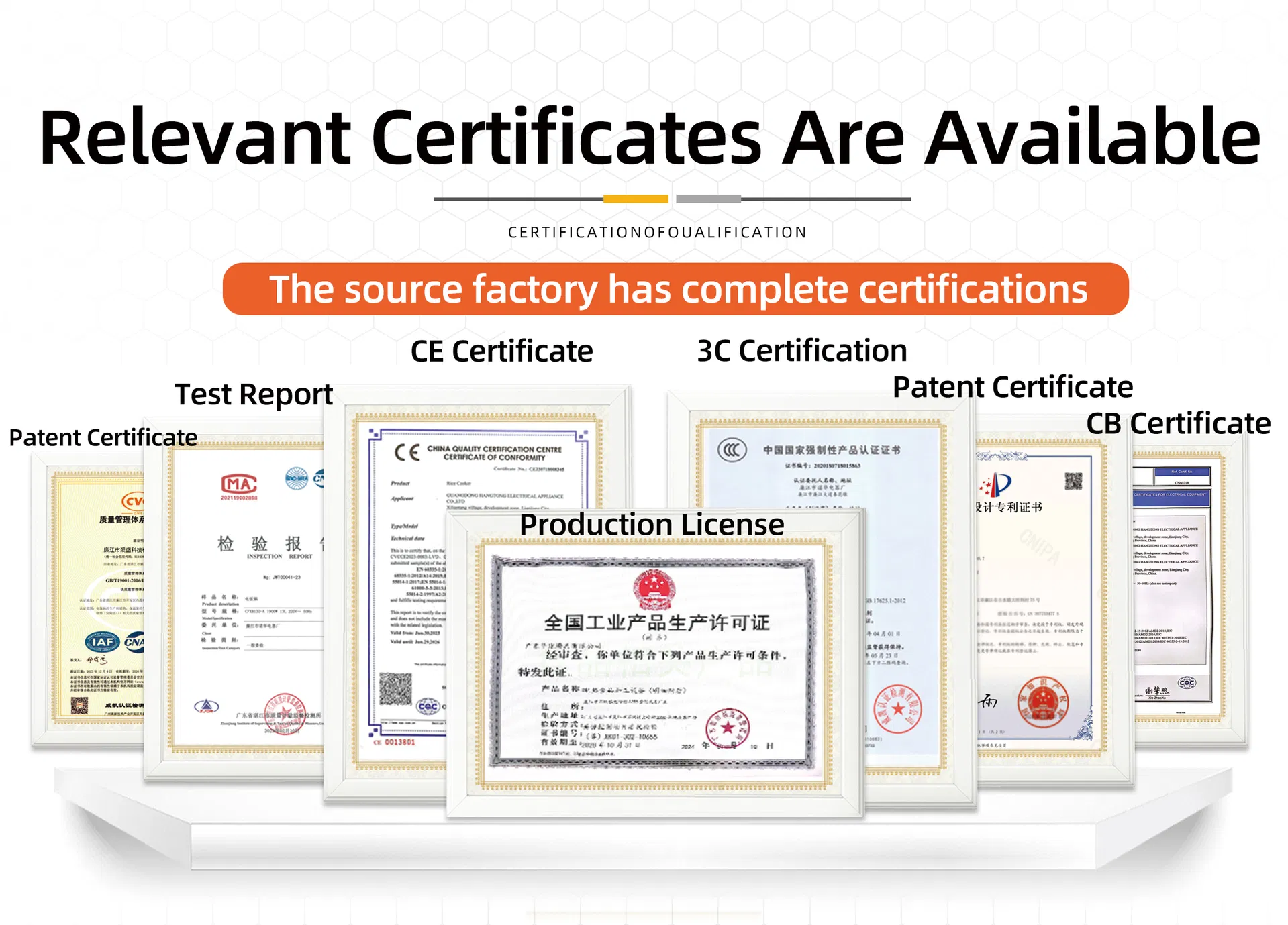 Certifications CE CB ISO