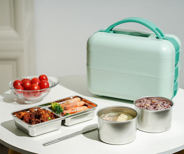 Electric Heating, Insulated, 316 Stainless Steel Portable Self Heating Electric Lunch Box for Work and School