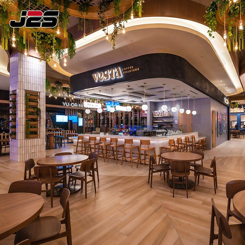 J2s Modern Commercial Coffee Shop Furniture Wooden Tables and Chairs Sets for Cafe Restaurant Project