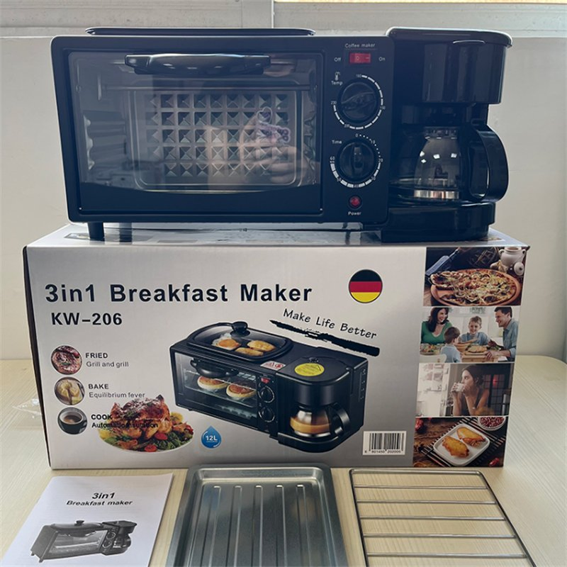 in Stock 3 in 1 Breakfast Makers Automatic Multifunction Household Fry Pan Coffee Machine Toaster 3 in 1 Breakfast Makers