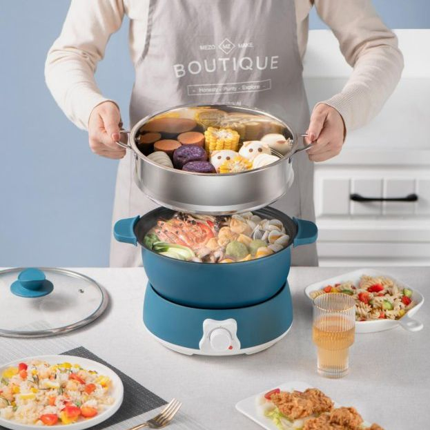 Blue Aluminium Electric Grill Pan with Nonstick Surface 26cm CDA-120