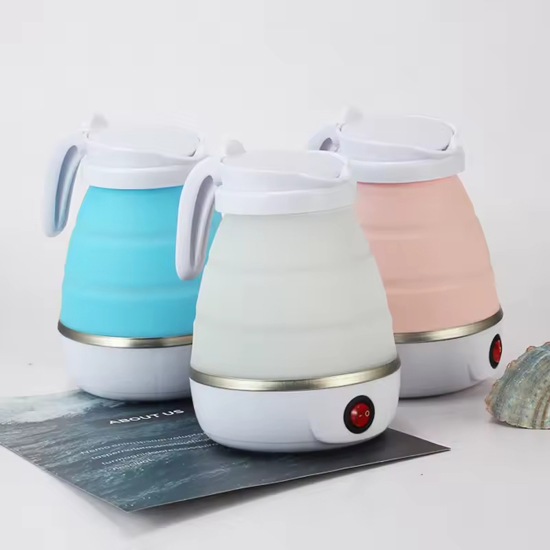 Portable 110V 220V 600ml Travel Outdoor Folding Collapsible Silicone Foldable Electric Kettle
