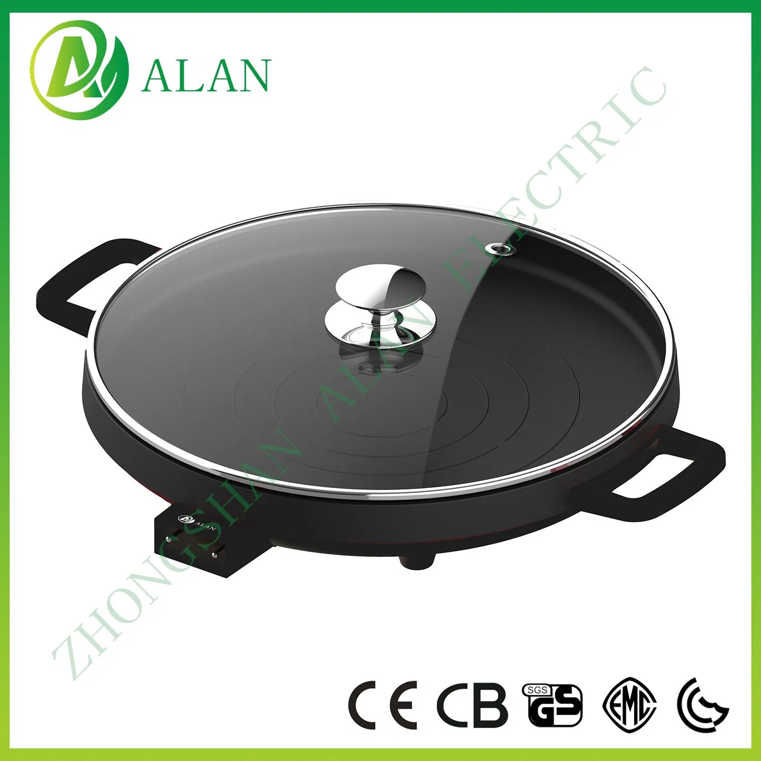 Hotpot Electric Frying Pan Multifunction Round Household Baking Fry Pan Smoke-Free BBQ Electric Grill Pan