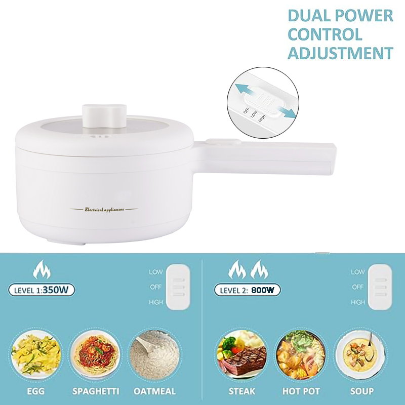 Multipurpose Electric Cooking Pot Soup Maker Food Processor Fast Cooking Skillet Non-Stick Coating Cooking Surface Electric Frying Pan