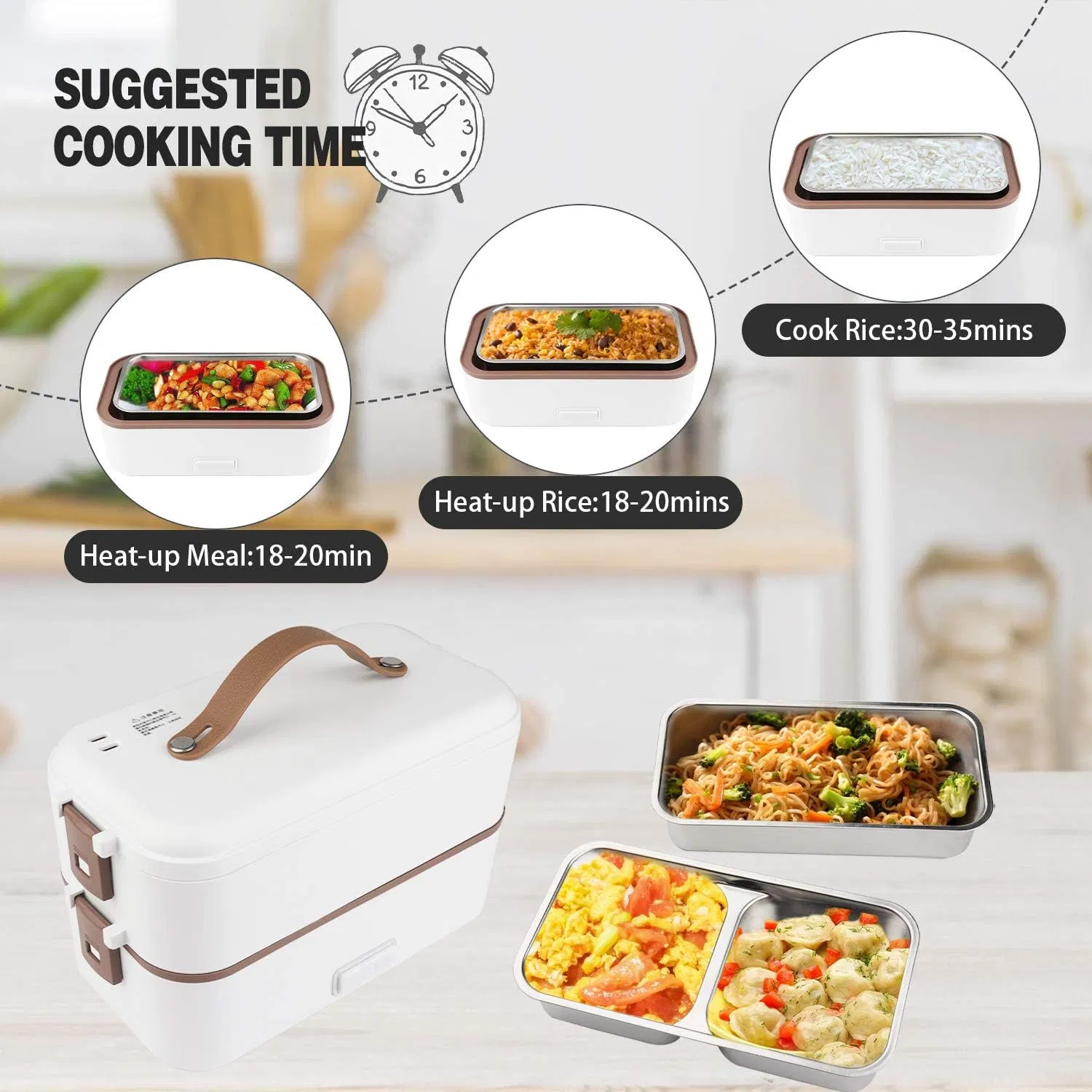 Electric Heating Insulation Dinnerware Food Storage Container Bento Lunch Box Car/Truck/Home Double-Layer Container Portable